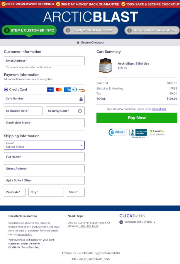 Arctic Blast Official Website Secure Order Page